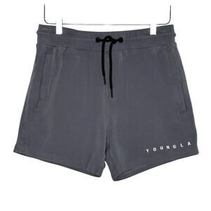 YoungLA M Men Bodybuilding Short Shorts Athletic Gym Training Pockets Gray